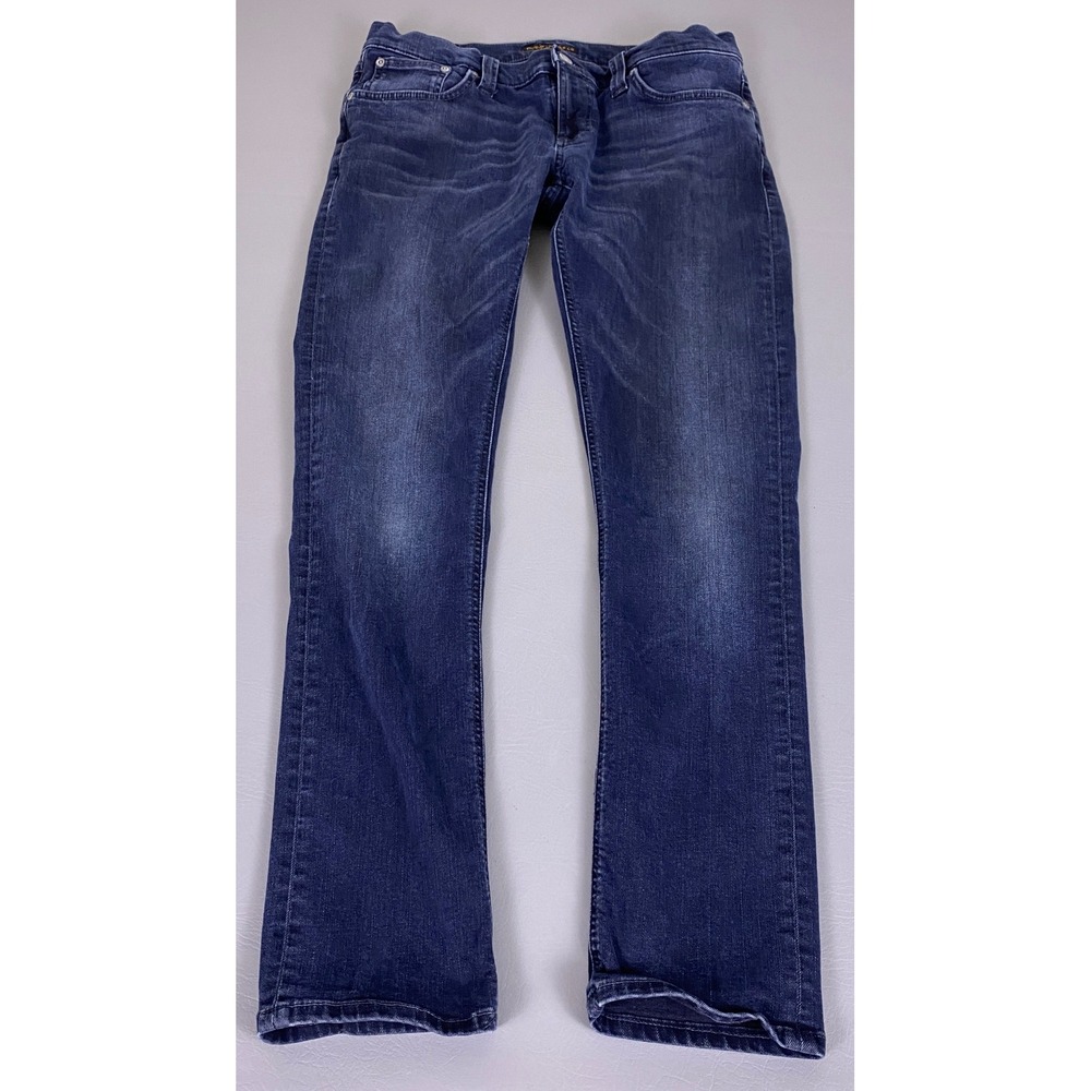 Nudie Jeans Jeans Men's Size 33x32 Slim Straight Dark Wash‎ Blue Denim Whiskered